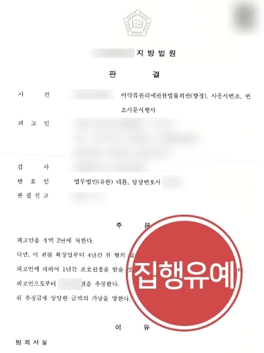 [마약전문변호사 방어사례] 마약전문변호사, 마약류관리법위반 등 다수 혐의 피고인 집행유예 방어